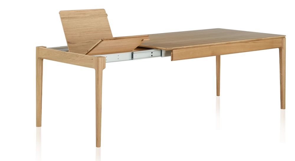 Mesa extensible de roble de 8 a 12 comensales con tablero y extensiones de madera en tinte natural 160x100 cm