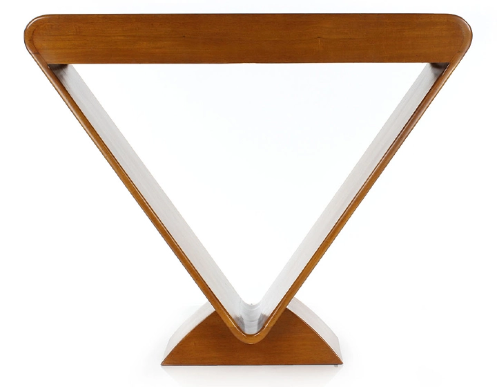 Console art déco double tiroirs bois teinte merisier Console art déco double tiroirs bois teinte merisier