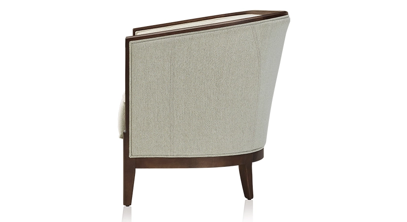 Canapé ancien 3 places bois teinte noyer et tissu beige naturel Canapé ancien 3 places bois teinte noyer et tissu beige naturel