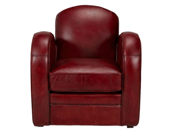 Sillón club de piel rojo carmín