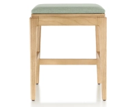 Tabouret design H45 cm bois teinte naturelle assise tissu vert sauge Tabouret design H45 cm bois teinte naturelle assise tissu vert sauge