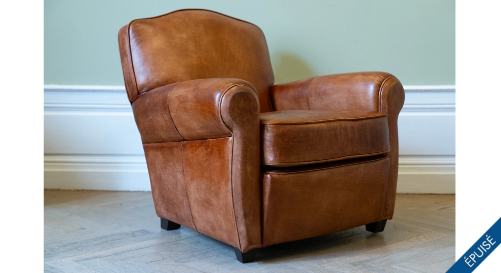 Fauteuil club cuir marron clair Fauteuil club cuir marron clair