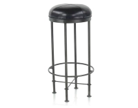 Tabouret de bar vintage cuir noir Tabouret de bar vintage cuir noir