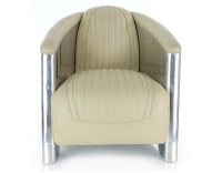 Fauteuil aviateur aluminium riveté et cuir beige Fauteuil aviateur aluminium riveté et cuir beige