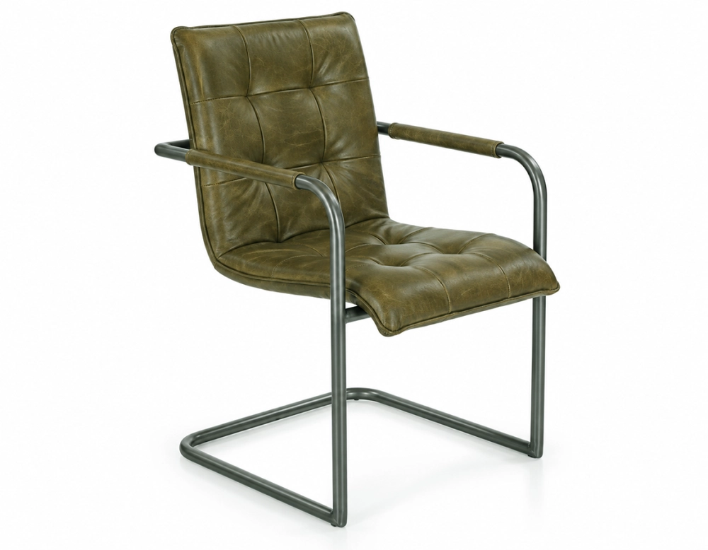 Fauteuil de bureau cuir vert olive