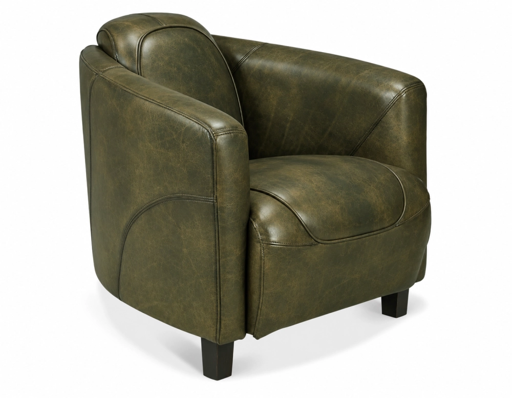 Fauteuil club cuir vert olive