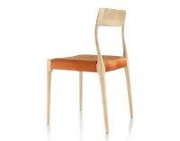 Scandinavian chair natural wood stain, terracotta velvet fabric seat Scandinavian chair natural wood stain, terracotta velvet fabric seat