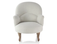 Fauteuil crapaud avec accoudoirs pieds bois teinte noyer et tissu beige naturel Fauteuil crapaud avec accoudoirs pieds bois teinte noyer et tissu beige naturel