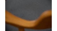 Chaise scandinave bois teinte naturelle assise tissu bleu Chaise scandinave bois teinte naturelle assise tissu bleu