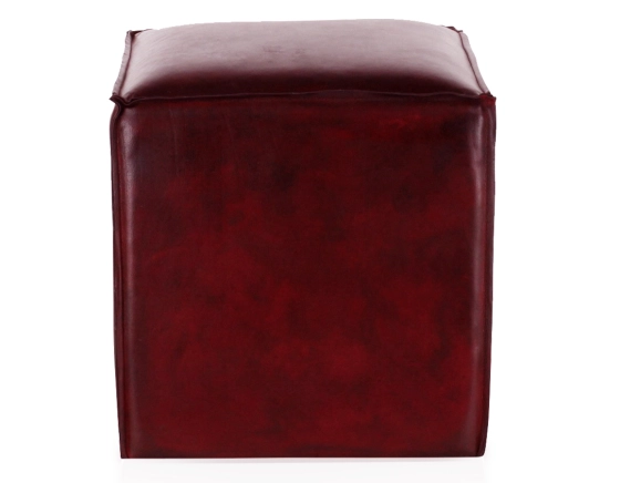 Leather pouffe burgundy