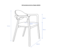 Chaise design avec accoudoirs bois teinte naturelle et tissu bleu océan