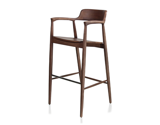 Tabouret de bar h80 cm bois teinte noyer