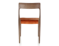 Scandinavian chair wood stained dark brown seat terracotta velvet fabric Scandinavian chair wood stained dark brown seat terracotta velvet fabric