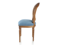 Chaise ancienne style Louis XVI bois teinte ancienne dossier canné assise tissu bleu jeans Chaise ancienne style Louis XVI bois teinte ancienne dossier canné assise tissu bleu jeans