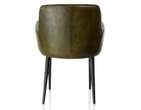 Chaise vintage avec accoudoirs cuir vert olive