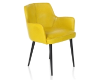 Vintage armchair with leather armrests yellow Vintage armchair with leather armrests yellow