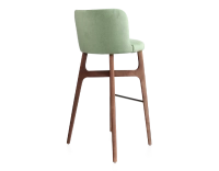 Tabouret de bar h80 cm bois teinte noyer assise tissu vert Tabouret de bar h80 cm bois teinte noyer assise tissu vert