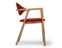 Designer armchair natural wood finish and burnt orange fabric Designer armchair natural wood finish and burnt orange fabric