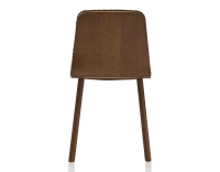 Chaise design en chêne tapissé bois teinte marron foncé assise tissu bouclé vert Chaise design en chêne tapissé bois teinte marron foncé assise tissu bouclé vert