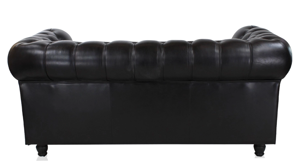 Canapé Chesterfield cuir 2 places noir accoudoirs cloutés Canapé Chesterfield cuir 2 places noir accoudoirs cloutés