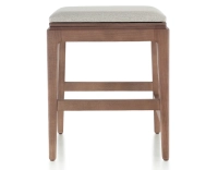 Tabouret design H45 cm bois teinte noyer assise tissu beige naturel Tabouret design H45 cm bois teinte noyer assise tissu beige naturel