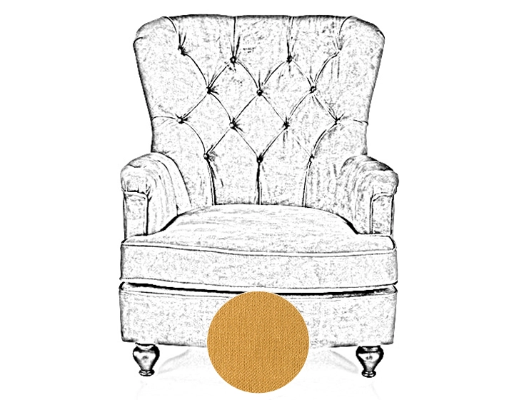 Fauteuil Chesterfield tissu jaune haut dossier Fauteuil Chesterfield tissu jaune haut dossier