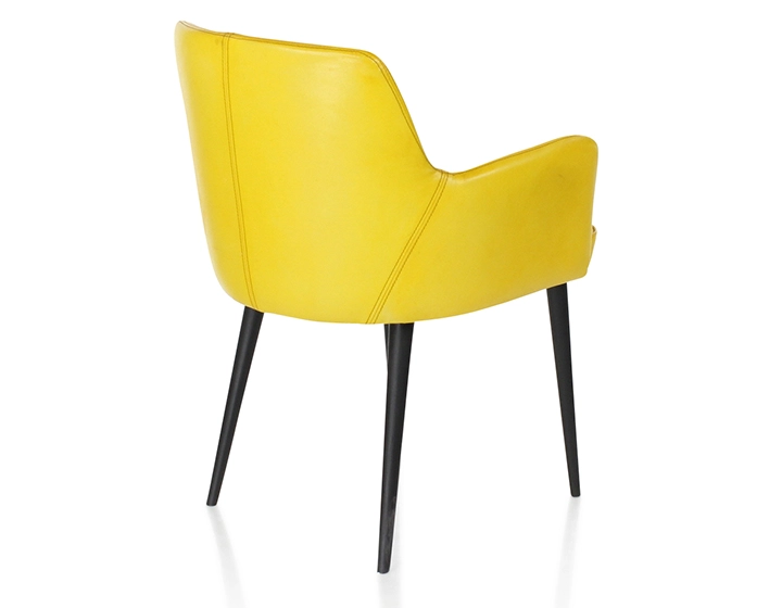 Vintage armchair with leather armrests yellow Vintage armchair with leather armrests yellow