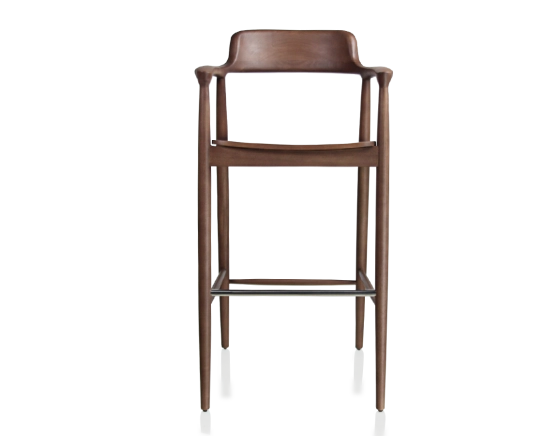 Tabouret de bar h80 cm bois teinte noyer