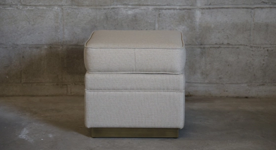 Terracotta velvet fabric pouf