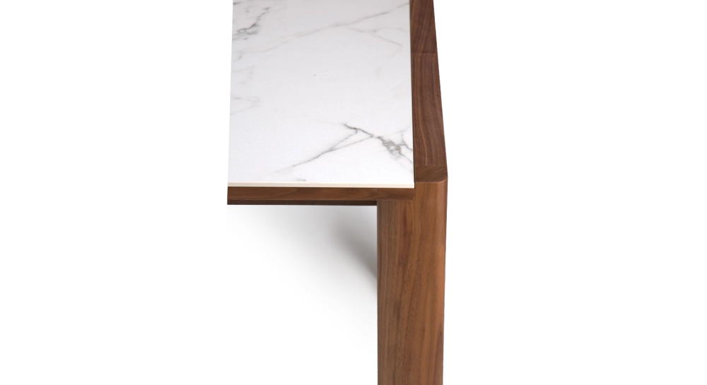 Table extensible 8 à 12 personnes en noyer et céramique allonges céramique bois teinte naturelle et céramique effet marbre blanc m1 160x100 cm Table extensible 8 à 12 personnes en noyer et céramique allonges céramique bois teinte naturelle et céramique effet marbre blanc m1 160x100 cm