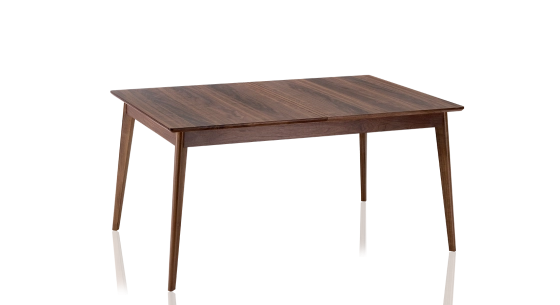 Table extensible en noyer 6 à 10 personnes avec plateau et allonges bois teinte naturelle 140x90 cm