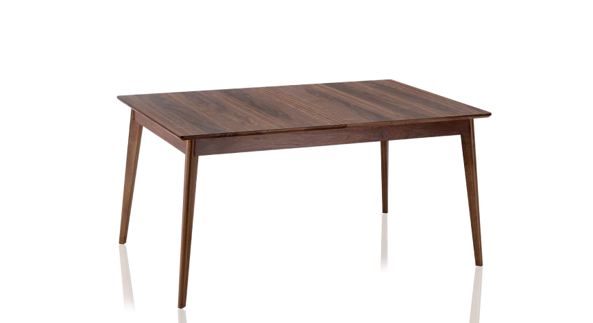 Table extensible en noyer 8 à 14 personnes avec plateau et allonges bois teinte naturelle 210x100 cm