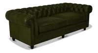 Canapé Chesterfield cuir 3 places vert olive accoudoirs cloutés Canapé Chesterfield cuir 3 places vert olive accoudoirs cloutés