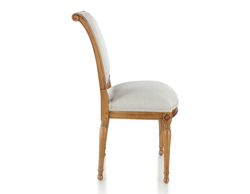 Chaise ancienne style directoire bois teinte ancienne et tissu beige naturel Chaise ancienne style directoire bois teinte ancienne et tissu beige naturel