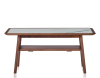 Table basse rectangulaire en noyer et céramique bois teinte naturelle plateau céramique effet marbre blanc 100x50 cm Table basse rectangulaire en noyer et céramique bois teinte naturelle plateau céramique effet marbre blanc 100x50 cm