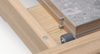 Table extensible 8 à 12 personnes en chêne et céramique allonges céramique bois teinte naturelle et céramique effet terrazzo gris 160x100 cm Table extensible 8 à 12 personnes en chêne et céramique allonges céramique bois teinte naturelle et céramique effet terrazzo gris 160x100 cm