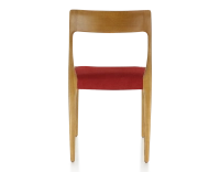 Scandinavian chair cherry stained wood burgundy fabric seat Scandinavian chair cherry stained wood burgundy fabric seat