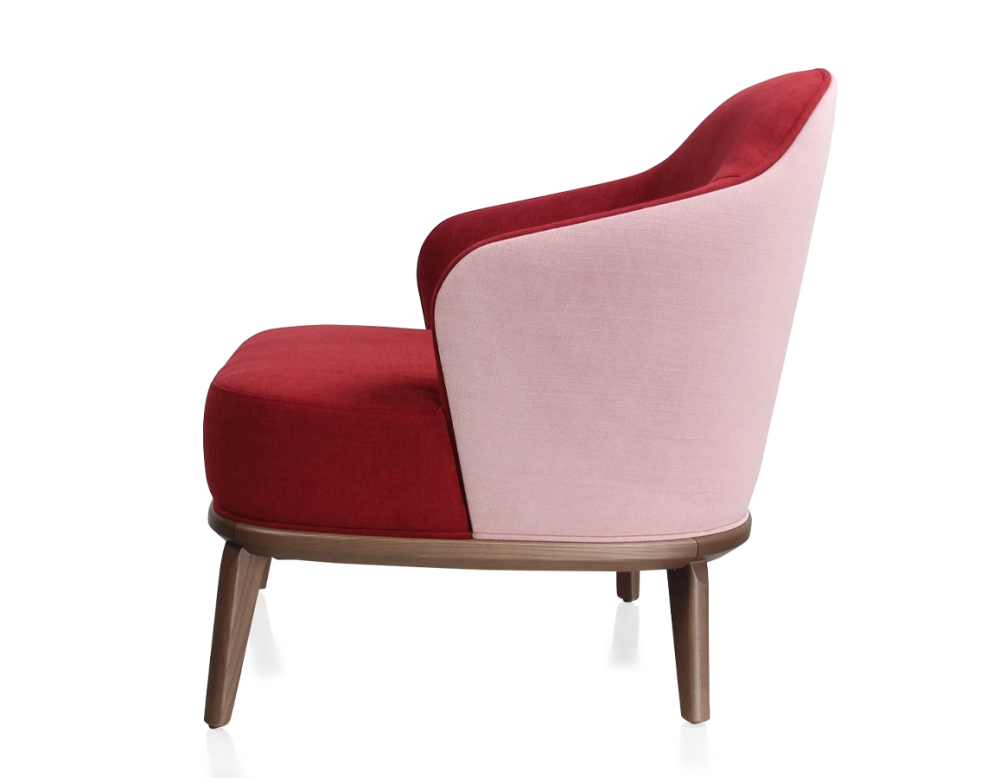 Fauteuil design tissu bordeaux et vieux rose Fauteuil design tissu bordeaux et vieux rose