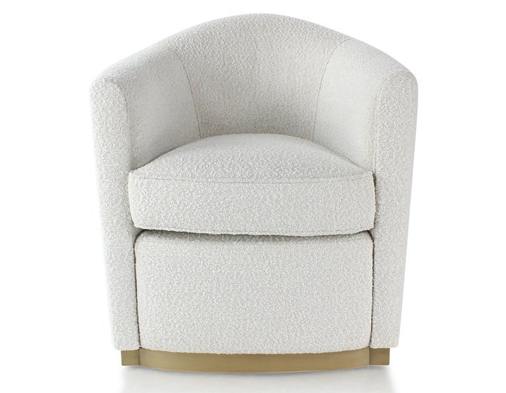 Club armchair fabric white bouclé fabric, brass-effect wooden base Club armchair fabric white bouclé fabric, brass-effect wooden base