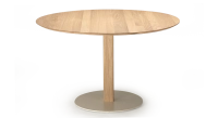 Table salle à manger ronde en chêne 6 personnes teinte naturelle plateau bois 120x120 Table salle à manger ronde en chêne 6 personnes teinte naturelle plateau bois 120x120