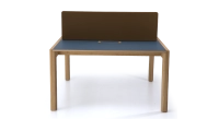 Bureau bench 2 postes chêne teinte naturelle plateau fenix bleu foncé 140x160 Bureau bench 2 postes chêne teinte naturelle plateau fenix bleu foncé 140x160