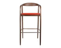 Tabouret de bar h80 cm teinte assise bois teinte marron foncé et tissu orange brulé Tabouret de bar h80 cm teinte assise bois teinte marron foncé et tissu orange brulé