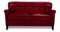 2 seater leather club sofa Bordeaux studded armrests 2 seater leather club sofa Bordeaux studded armrests