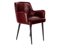 Vintage armchair with leather armrests burgundy