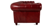 Sofá Chesterfield de piel de 3 plazas rojo carmín reposabrazos con tachuelas