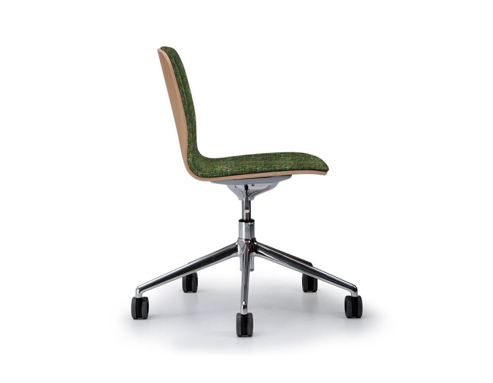 Chaise de bureau design pied métal alu à roulette assise tissu chiné vert Chaise de bureau design pied métal alu à roulette assise tissu chiné vert