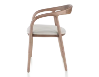 Chaise scandinave bois teinte noyer et tissu beige naturel