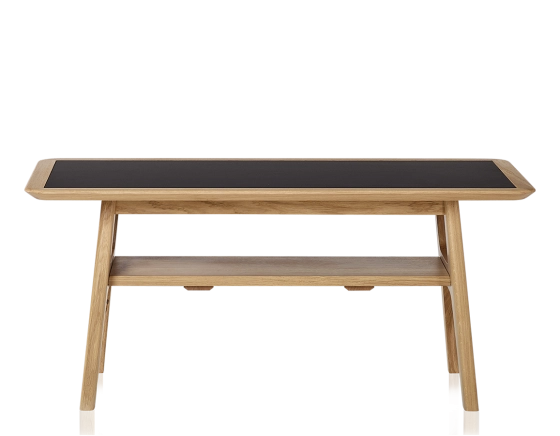Table basse rectangulaire en chêne et céramique avec bois teinte naturelle plateau céramique noir unie 100x50 cm