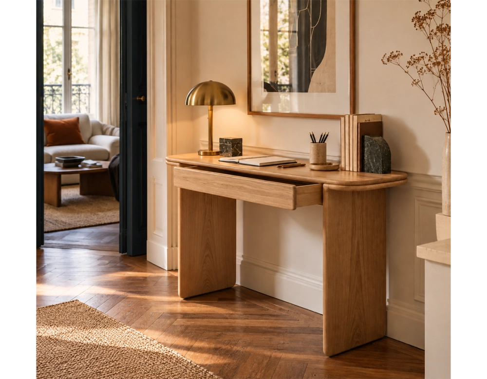 Bureau design en chêne teinte naturelle L120xP40 cm