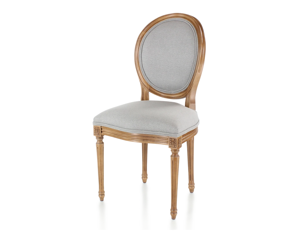 Chaise ancienne style Louis XVI bois teinte ancienne et tissu gris clair Chaise ancienne style Louis XVI bois teinte ancienne et tissu gris clair